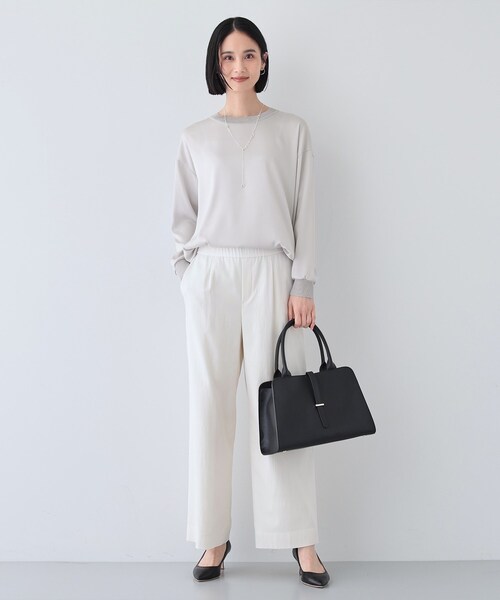 INDIVI tシャツ 「洗える」異素材ドッキングトップス レディース