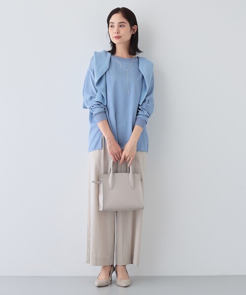 INDIVI tシャツ 春SALE！「洗える」異素材ドッキングトップス