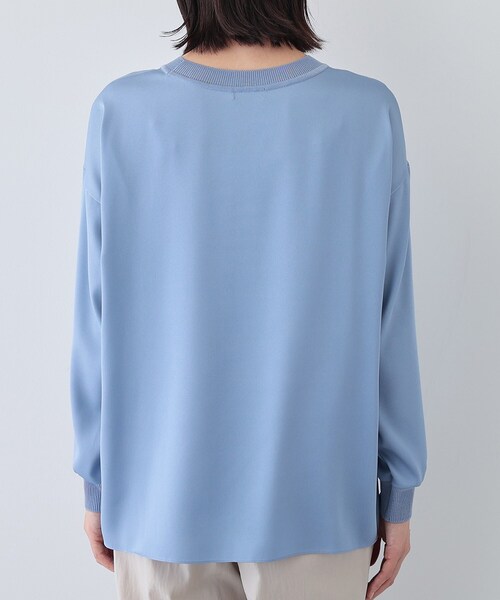 INDIVI tシャツ 「洗える」異素材ドッキングトップス レディース