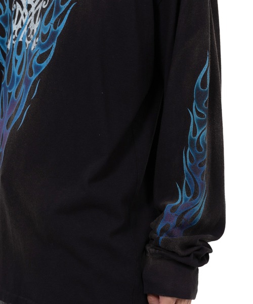 KAMIYA tシャツ “KMY-FIRE” Distressed L/S T-shirt メンズ