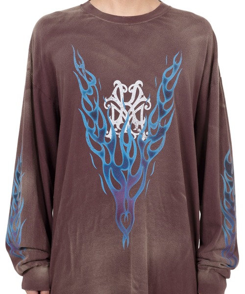 KAMIYA tシャツ “KMY-FIRE” Distressed L/S T-shirt メンズ