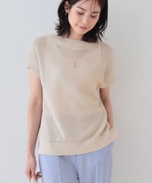 INDIVI / インディヴィ 【和紙混素材】フレンチスリーブミックスカラーニット 和紙混素材】フレンチスリーブミックスカラーニット（ニット