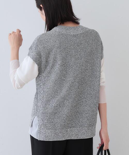 INDIVI ニット セーター 「和紙混素材」フレンチスリーブ