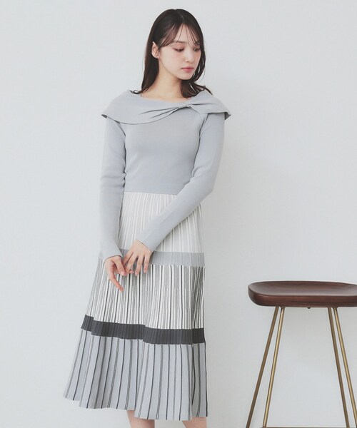 ツナマヨ　ボーダーニットワンピ index（インデックス） ワンピース ランダムボーダーニットワンピース