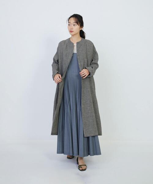 LOISIR ワンピース エステルコットンポプリンティアードプリーツ