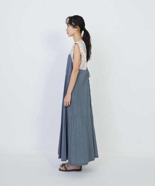 LOISIR エステルコットンティアードプリーツワンピース　ネイビー LOISIR ワンピース エステルコットンポプリンティアードプリーツ