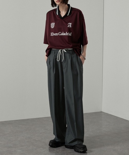 スラックス 「Alfred Alex」フェイクレイヤードダブルウエストワイド