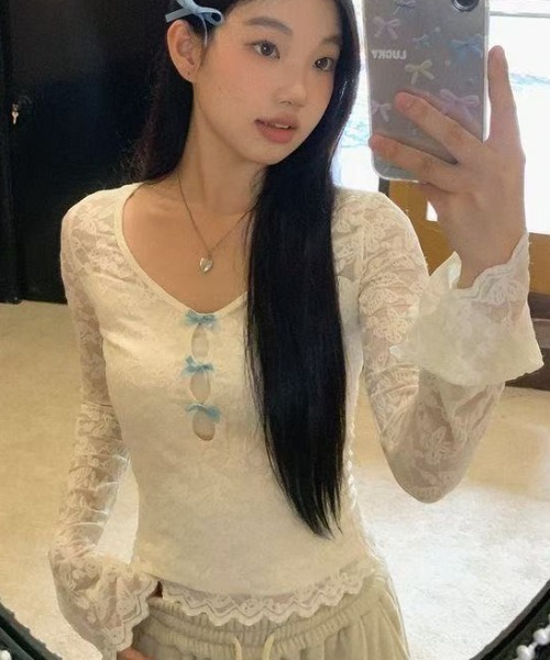 AsRiRe tシャツ インナー付きレーストップス レディース : ZOZOTOWN