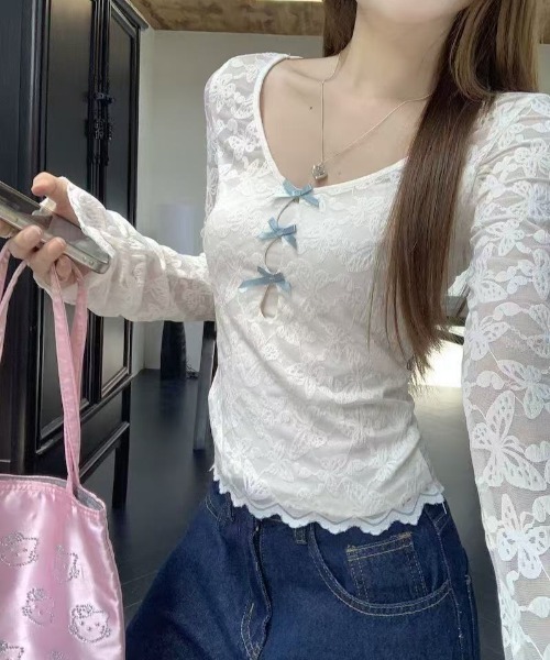AsRiRe tシャツ インナー付きレーストップス レディース : ZOZOTOWN