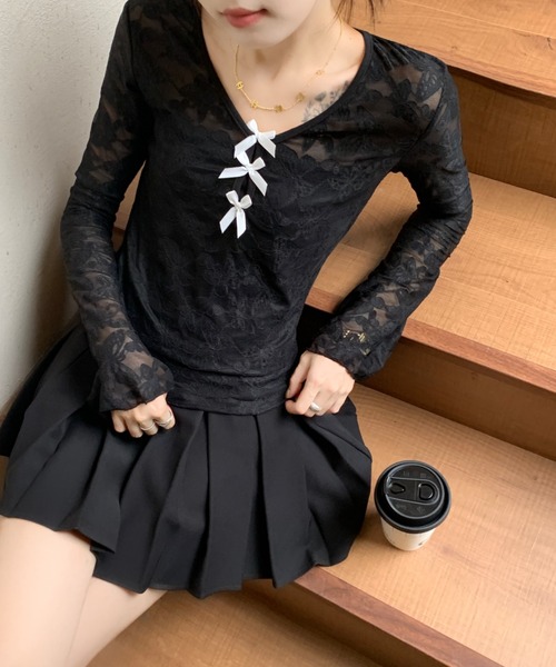AsRiRe tシャツ インナー付きレーストップス レディース : ZOZOTOWN