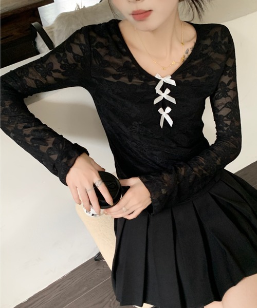 AsRiRe tシャツ インナー付きレーストップス レディース : ZOZOTOWN