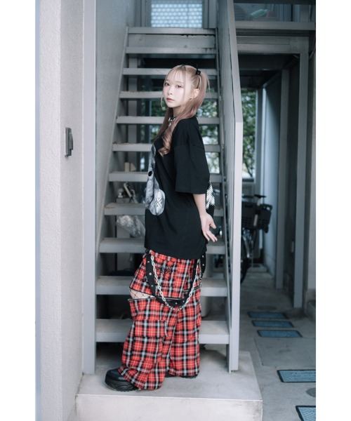 tシャツ 「TRAVAS TOKYO/トラバス トーキョー」ピグメント加工つぎはぎくまプリントTシャツ/ハーフスリーブカットソー レディース メンズ TRAVAS TOKYO tシャツ 「TRAVAS TOKYO/トラバス トーキョー
