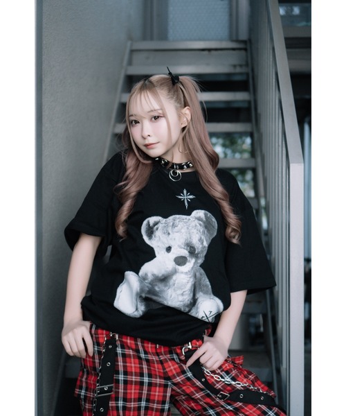 トラバストーキョー くま柄  Tシャツ ※バラ売り可 TRAVAS TOKYO (トラバス トーキョー) Devil bear BIG Tee/悪魔