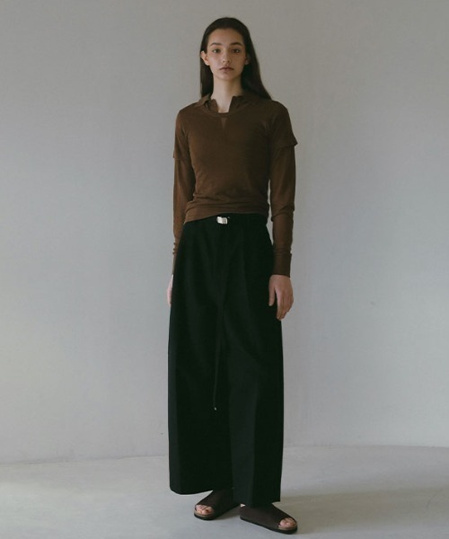 ETRE TOKYO パンツ ベルテッドハイウエストタックパンツ