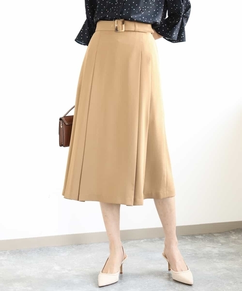 美品✨MHL コットン ベイカー スカート ベルト付 アイボリー Ⅱ MK MICHEL KLEIN（エムケー ミッシェルクラン） スカート ベルト付き
