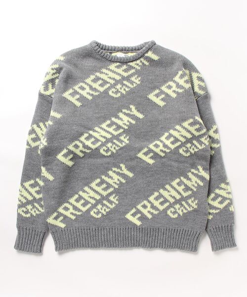 UTAA ユタ 長袖 セーター グリーン ホワイト 編み込み ロゴ レディース スウェット/プルオーバー（WOMEN）