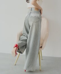 chico ジーンズ デニム デニムパンツ ポケットレースワイドデニム ブルー 4色展開】ポケットレースワイドデニム（デニムパンツ）｜Chico