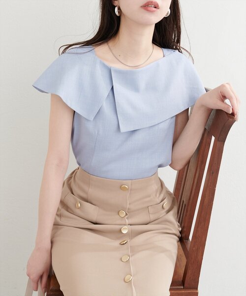 natural couture ブラウス シャツ 「WEB限定」アシメカラー