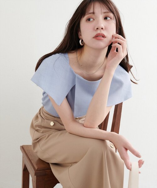 natural couture ブラウス シャツ 「WEB限定」アシメカラー