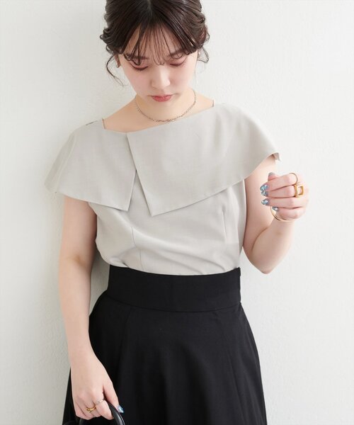 ブラウス シャツ アシメオフショルシャツ レディース natural couture ブラウス シャツ 「WEB限定」アシメカラー