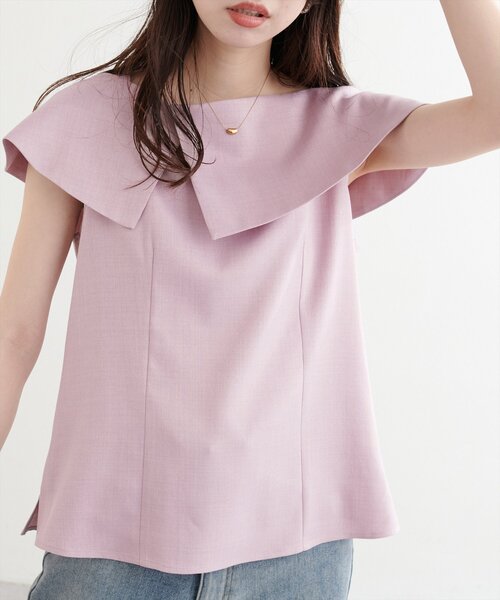 natural couture ブラウス シャツ 「WEB限定」アシメカラー