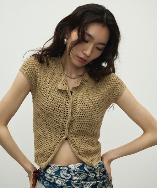 フラッフィーテディーフレンチスリーブknit フラッフィーテディーフレンチスリーブknit トップス