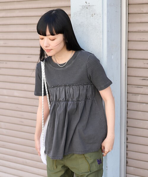 FREAK'S STORE（フリークスストア） tシャツ 半袖 アーミーリブ コンビ