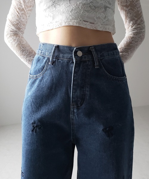 [me+em select] обработка Denim брюки MEDIUM голубой женский 