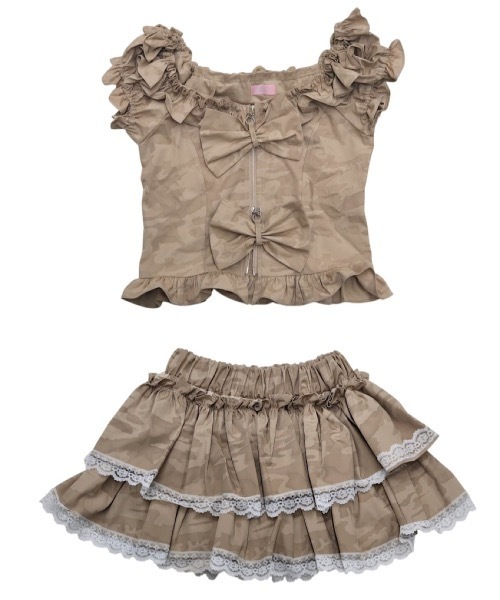 lilLilly tシャツ オフショルジップリボントップス レディース