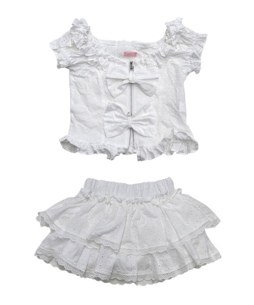 lilLilly tシャツ オフショルジップリボントップス レディース