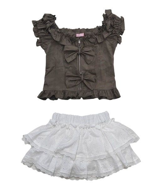 lilLilly オフショルフーディートップス lilLilly オフショルフーディートップス