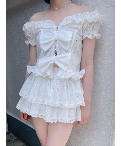 lilLilly オフショルダー 長袖 トップス オフショルチャームリブトップス（Tシャツ/カットソー