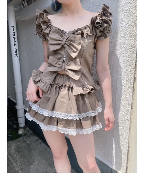 lilLilly オフショルフーディートップス lilLilly オフショルフーディートップス