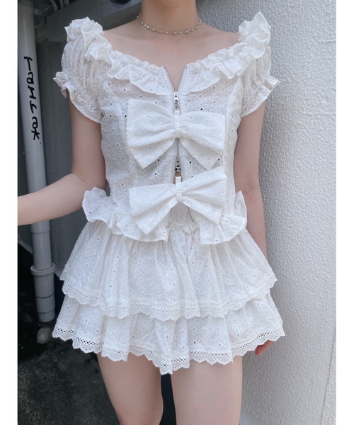 lilLilly オフショルフーディートップス lilLilly オフショルフーディートップスピンク バレエコア