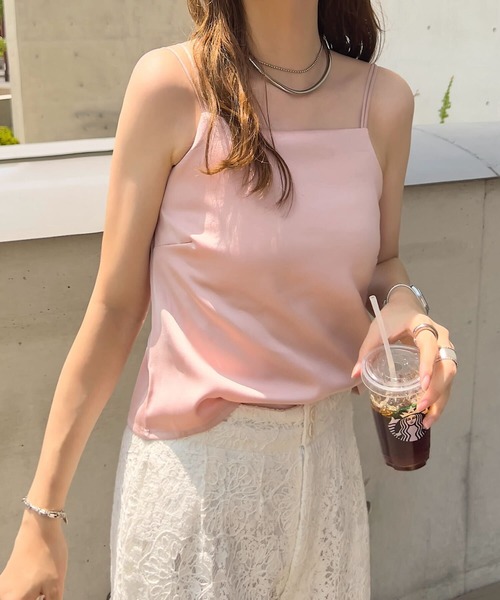 キャミソール 「 低身長向けサイズ 」 カップ付きサテン