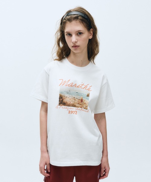 tシャツ SUMMER BEACH COLLAGE GRAPHIC HALF TEE レディース
