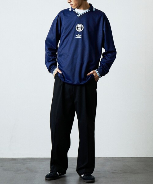 Plantation umbro パネルデザイン 長袖シャツ ネイビー/ブラック Plantation umbro パネルデザイン 長袖シャツ ネイビー/ブラック