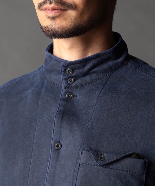 ニコルクラブフォーメン（NICOLE CLUB FOR MEN）/起毛ポンチ素材スタンドカラーシャツ NICOLE CLUB FOR MEN（ニコルクラブフォーメン） シャツ 起毛ポンチ