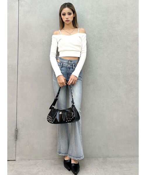 GYDA tシャツ カシュクールデザインオフショルトップス