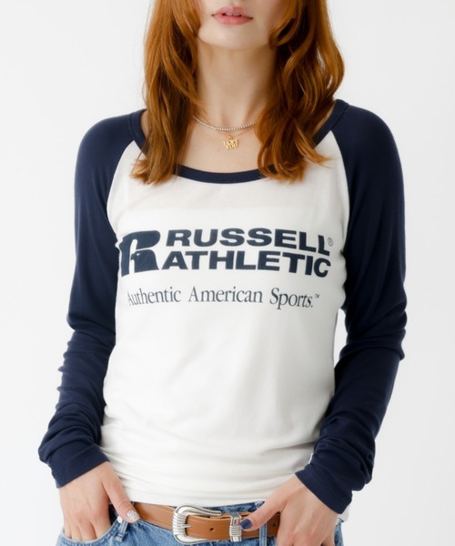 tシャツ 「RUSSELL ATHLETIC/ラッセル アスレチック」ラグランスリーブ/ロンT/Y2K/ロゴT「WEB限定」 レディース