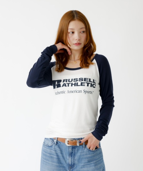 tシャツ 「RUSSELL ATHLETIC/ラッセル アスレチック」ラグランスリーブ/ロンT/Y2K/ロゴT「WEB限定」 レディース Russell Athletic tシャツ 「RUSSELL ATHLETIC/ラッセル