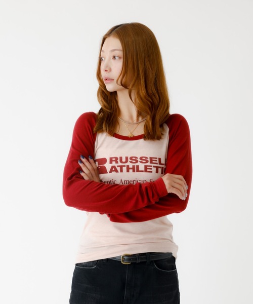 tシャツ 「RUSSELL ATHLETIC/ラッセル アスレチック」ラグランスリーブ/ロンT/Y2K/ロゴT「WEB限定」 レディース Russell Athletic tシャツ 「RUSSELL ATHLETIC/ラッセル