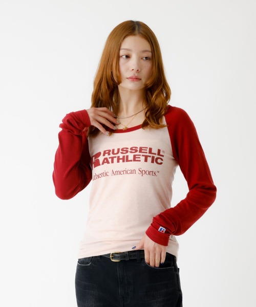 tシャツ 「RUSSELL ATHLETIC/ラッセル アスレチック」ラグランスリーブ/ロンT/Y2K/ロゴT「WEB限定」 レディース Russell Athletic tシャツ 「RUSSELL ATHLETIC/ラッセル