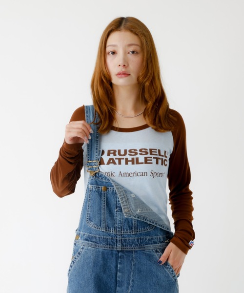 tシャツ 「RUSSELL ATHLETIC/ラッセル アスレチック」ラグランスリーブ/ロンT/Y2K/ロゴT「WEB限定」 レディース Russell Athletic tシャツ 「RUSSELL ATHLETIC/ラッセル