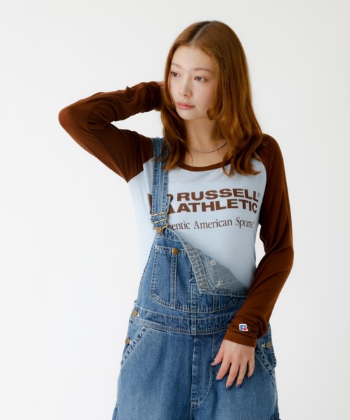 tシャツ 「RUSSELL ATHLETIC/ラッセル アスレチック」ラグランスリーブ/ロンT/Y2K/ロゴT「WEB限定」 レディース Russell Athletic tシャツ 「RUSSELL ATHLETIC/ラッセル