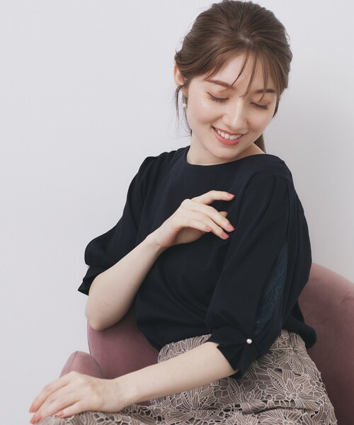 index（インデックス） tシャツ 半袖 レースドッキングスリーブ