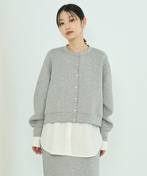 UNFILO アンフィーロ スナップカーディガン グレージュ　M UNFILO L 【軽量/しわになりにくい】BEAUTY FORM JERSEY スナップ