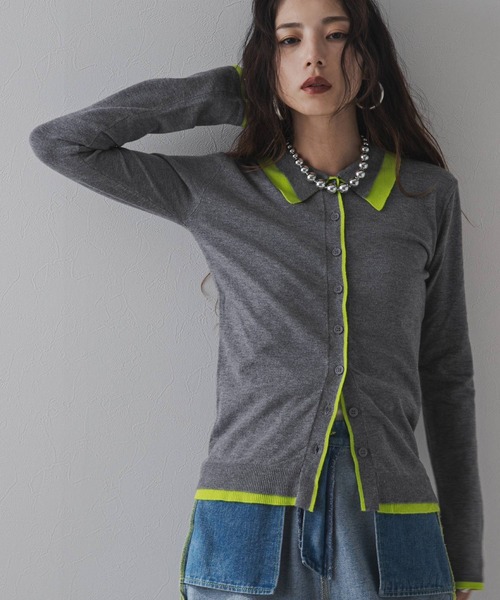 新品 kolor 24aw ウール ニット ポロ カーディガン bohmal（ボマール） ニット セーター バイカラーポロニット