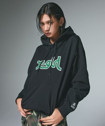 新品　X-girl MILLS SWEAT HOOD エックスガール　パーカー X-girl（エックスガール） パーカー MILLS LOGO LAYERED PATCH SWEAT