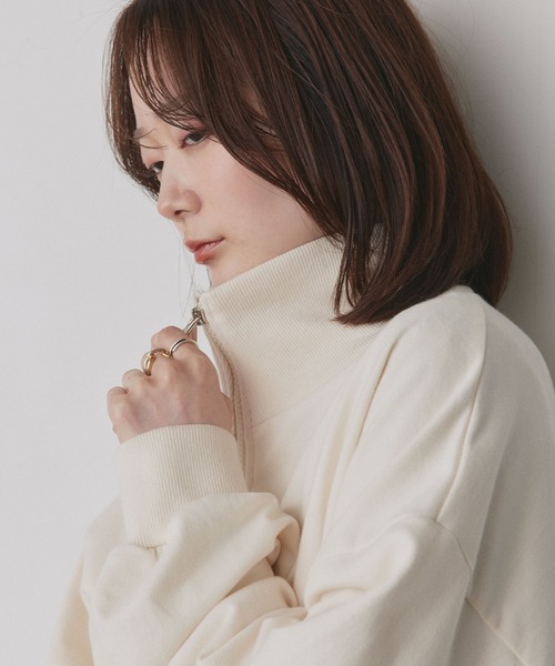 UJOH DANSKIN スタンドカラー スウェットジャケット レディース M Danskin Women's Half Zip Pullover with Kangaroo Pocket (Halogen